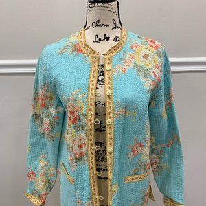 Gorgeous yellow and blue floral reversible blazer